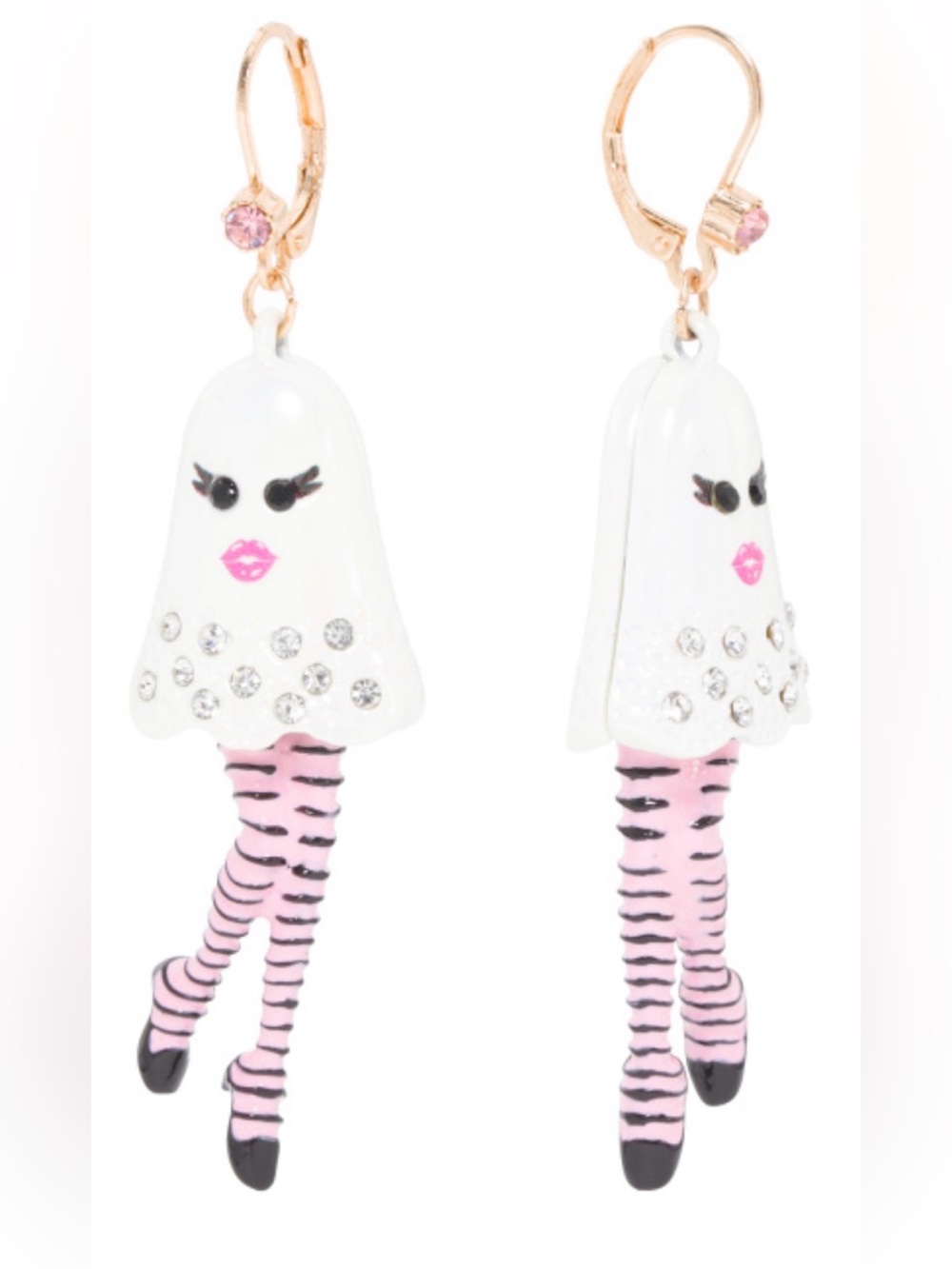 BETSEY JOHNSON Halloween Sexy Dancing Long-Legged Ghosts Earrings NEW NWT - Picture 4 of 6